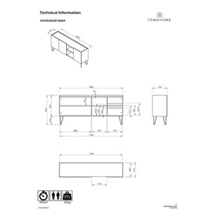 Tema home Buffet Temahome Nina H83x180x42cm - Chêne/noir