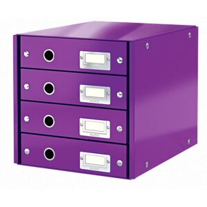 Leitz Bloc de classement 4 tiroirs Click & Store WOW, carton recouvert de PP, violet