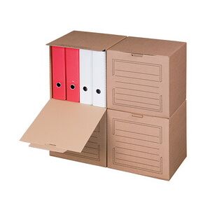 smartboxpro Conteneur d'archives, couvercle frontal, marron - Lot de 5