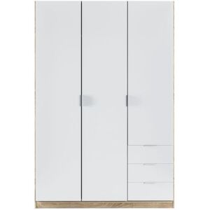 Loungitude Armoire NINA 3 portes et 3 tiroirs L121 x H180 cm - Blanc / Bois Blanc / Bois - Publicité