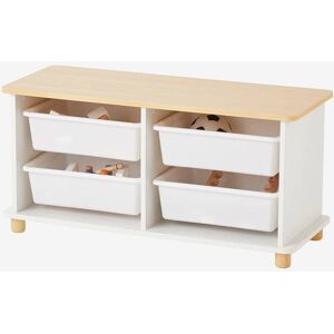 Vertbaudet Meuble de rangement + 4 bacs LIGNE PTILOU blanc/bois BLANC TU - Publicité