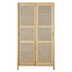 Maisons du Monde Armoire 2 portes coulissantes et cannage en rotin Beige 100x185x55cm