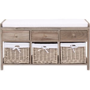 Maisons du Monde Banc de rangement en platane et coton Taupe 103x56x36cm