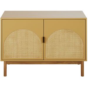 Maisons du Monde Buffet vintage 2 portes jaune ocre et cannage en rotin - Publicité