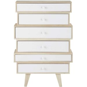 Maisons du Monde Chiffonier style scandinave 6 tiroirs en paulownia blanc