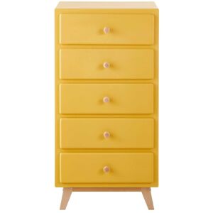 Maisons du Monde Chiffonnier vintage 5 tiroirs jaune moutarde