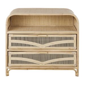 Maisons du Monde Commode 2 tiroirs 1 niche et cannage en rotin Beige 98x86x47cm