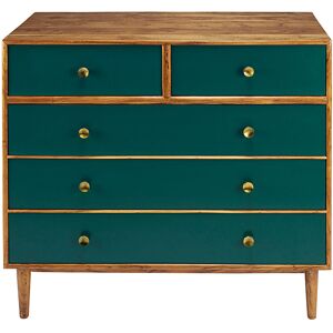 Maisons du Monde Commode haute 5 tiroirs en acacia massif vert Vert 100x90x42cm