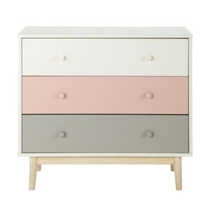 Maisons du Monde Commode vintage 3 tiroirs blanche, rose et grise