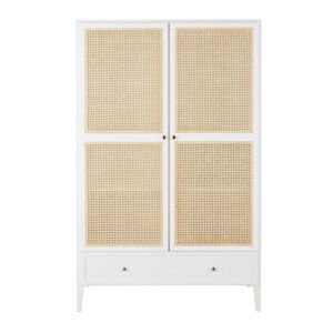 Maisons du Monde Dressing 2 portes 1 tiroir ecru et rotin tresse