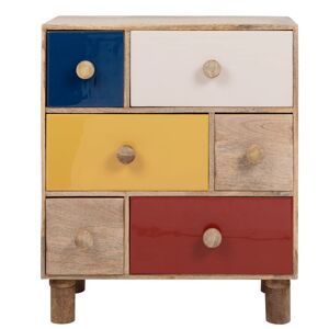 Maisons du Monde Petit meuble de rangement 6 tiroirs en bois de manguier multicolore Multicolore 49x57x24.2cm