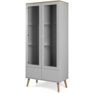 Meubles & Design Armoire scandinave portes vitrées avec tiroirs gris