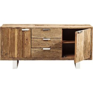 Kare Design Buffet 2 portes 3 tiroirs en bois recyclé et acier poli