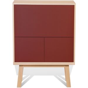 MON PETIT MEUBLE FRANCAIS Bureau secrétaire avec rangement de 90 cm de large, en frêne Rouge 90x125x46cm