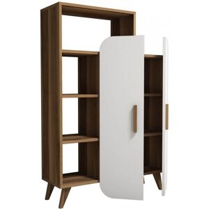 Bobochic BARI - Armoire 90 cm 2 portes Noyer et Blanc Marron 90x132x32cm