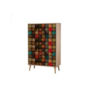 Bobochic FINKA Buffet haut bois et multicolore Multicolore 80x127x36cm