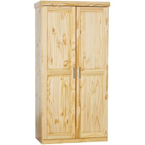 Altobuy Armoire 2 portes bois massif naturel Marron 95x190x55cm