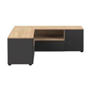 TEMAHOME Meuble TV effet bois noir et chêne naturel Beige 130x45x130cm