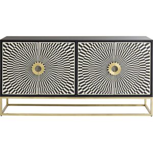 Kare Design Buffet 4 portes noir et blanc illusion d'optique Noir 160x80x40cm