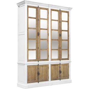 Robin des Bois Double vitrine en chene 4 portes a cremone patinee blanc