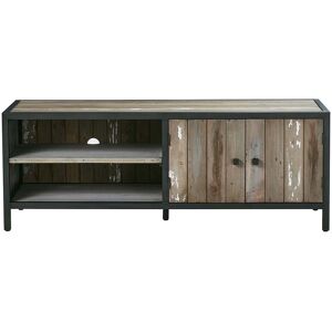 Bois Dessus Bois Dessous Meuble TV en pin recycle massif et metal 150 cm Or 150x50x45cm