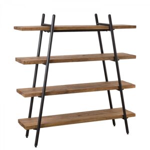 MACABANE Etagere pyramidale 4 niveaux en teck recycle et metal noir Marron 140x146x40cm