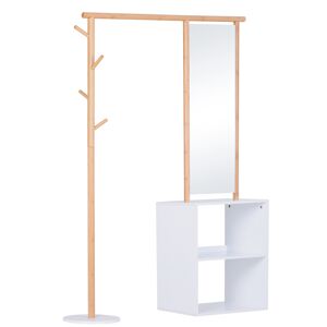 Homcom Porte-manteaux meuble d'entrée avec penderie et miroir Blanc 100x164x34cm