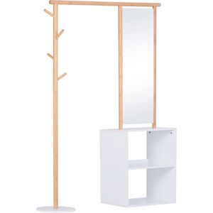 Homcom Porte manteaux meuble dentree avec penderie et miroir Blanc 100x164x34cm