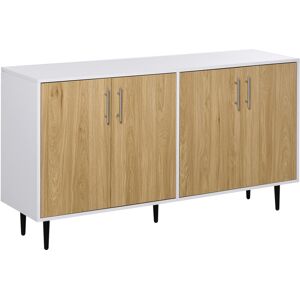 Homcom Buffet 2 placards 2 portes avec etageres reglables blanc chene clair