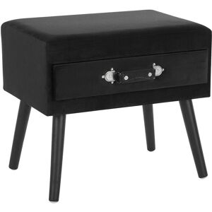 Beliani Table de chevet en velours noir Noir 50x46x35cm