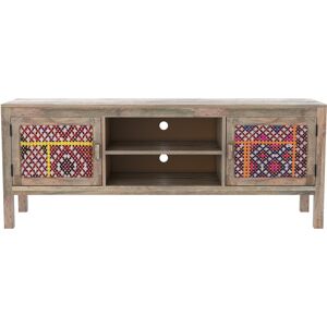 Rendez-Vous Deco Meuble TV en bois de manguier et cannage colore 140 cm