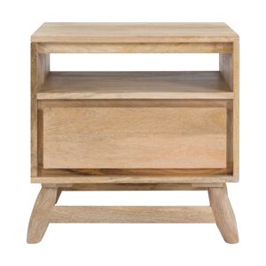 Rendez Vous Deco Table de chevet 1 tiroir en bois de manguier Beige 48x50x35cm