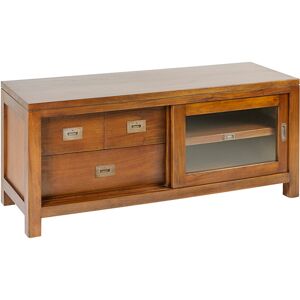 Meuble TV 1 porte 3 tiroirs en bois marron L 115 cm Marron 115x50x40cm