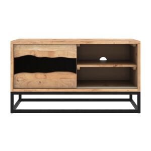 Rendez-Vous Déco Meuble TV en bois d'acacia et métal 88 cm Noir 88x50x35cm