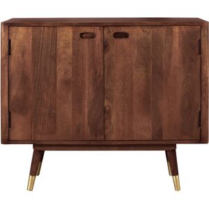 Rendez Vous Deco Buffet en bois massif 2 portes et details dores Marron 100x85x40cm