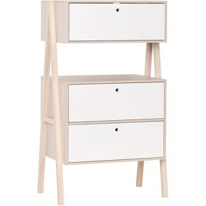 Calicosy Commode 2 tiroirs et 1 porte abattant - Blanc et beige - Publicité