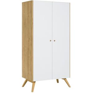 Calicosy Armoire 2 portes avec penderie et 7 niches L101 cm