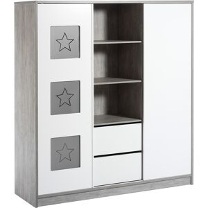 Schardt Armoire enfant avec etagere centrale gris et blanc