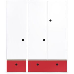 Wookids Armoire 3 portes façades tiroirs rouge Rouge 152x180x60cm