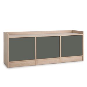 HOMN Meuble tv avec 3 portes, couleur chêne/gris, 139 cm longueur