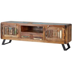 GINER Y COLOMER Meuble TV exclusif en bois recycle multicolore Multicolore 160x54x40cm