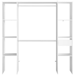 Concept Usine Dressing blanc 6 etageres, 1 tiroir, 2 penderies 180 x 40 x 180 cm