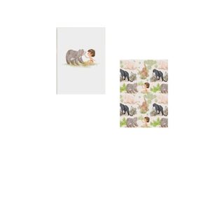 Crochetts Pack encadre bois blanc impression jungle 43X33 cm