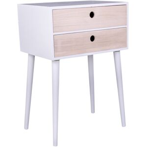 Table de chevet 2 tiroirs blanche Blanc 45x66x32cm