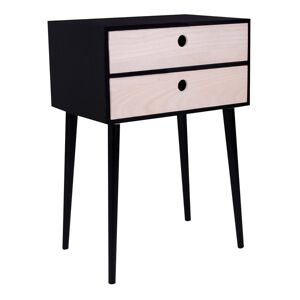 Decoratie Table de chevet 2 tiroirs noire Noir 45x66x32cm