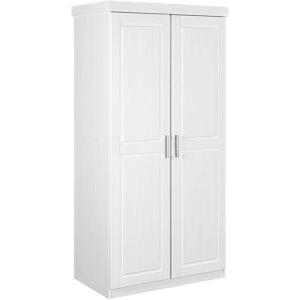 Altobuy Armoire 2 portes + penderie bois massif vernis blanc Blanc 95x190x55cm