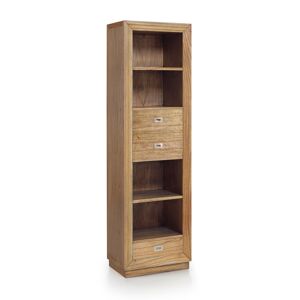 MOYCOR Bibliotheque en bois de mindi beige 4 espaces et 3 tiroirs H 190 cm