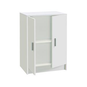 Dmora Armoire polyvalente à 2 portes effet bois blanc Blanc 59x80x37cm