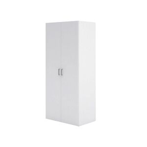 Dmora Armoire à 2 portes effet bois blanc Blanc 77x175x49cm