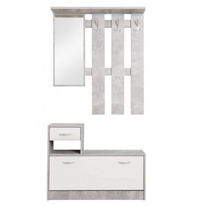 Dmora Meuble d'entree effet bois ciment, blanc 118x25 cm